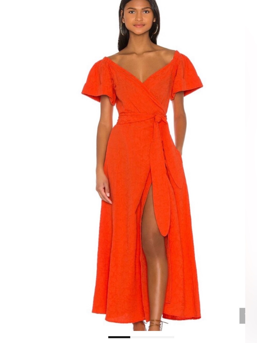 Mara Hoffman Swim Adelina Wrap Cover Up Dress Puff Sleeve Size Med Orange